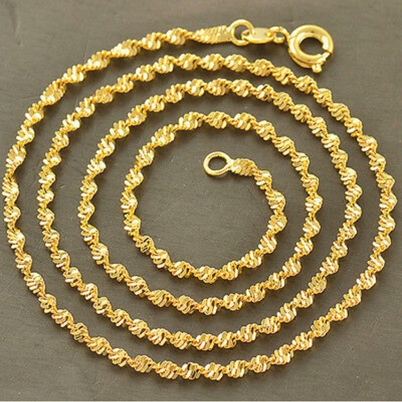 9k Gold Filled Solid Wave Necklace - Picture 6 of 8